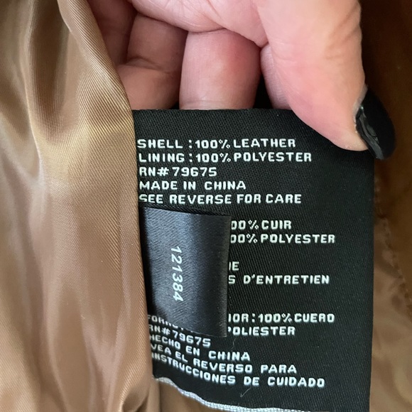 Michael Kors moto style leather jacket. Camel colour. Extra small - Picture 5 of 7